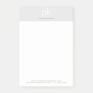 Licht grijze legante minimalistische Initialen Post-it® Notes