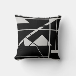 Licht grijze origami op zwart-Abstract Kussen