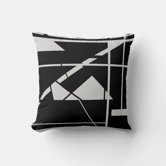 Licht grijze origami op zwart-Abstract Kussen (Voorkant)