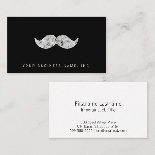 Licht grijze snor (letterdrukstijl) visitekaartje (Voorkant / Achterkant)