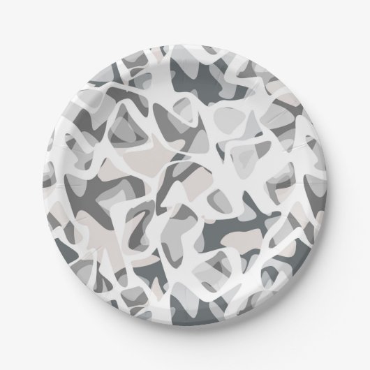 Licht grijze vlekken Abstract gevlekt patroon Papieren Bordje (Voorkant)