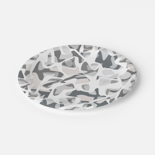 Licht grijze vlekken Abstract gevlekt patroon Papieren Bordje (Gekanteld)