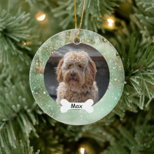 Licht Groen Aangepaste Huisdier Puppy Dog Foto Keramisch Ornament