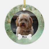 Licht Groen Aangepaste Huisdier Puppy Dog Foto Keramisch Ornament (Voorkant)