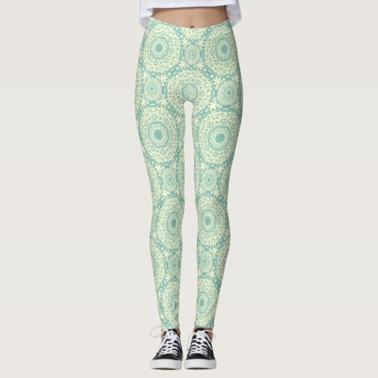 Licht Groen Abstract Mandala Leggings (Voorkant)