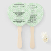 Licht Groen Bloemen Damast Trouwprogramma Fan Handwaaier (Voorkant en achterkant)