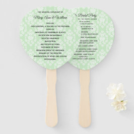 Licht Groen Bloemen Damast Trouwprogramma Fan Handwaaier