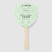 Licht Groen Bloemen Damast Trouwprogramma Fan Handwaaier (Achterkant)