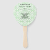 Licht Groen Bloemen Damast Trouwprogramma Fan Handwaaier (Voorkant)