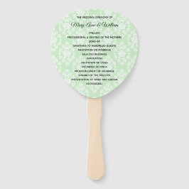 Licht Groen Bloemen Damast Trouwprogramma Fan Handwaaier