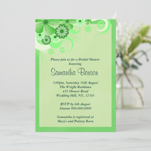 Licht groen bloemenbruiloft Vrijgezellenfeest nodi Kaart (Staand voorkant)