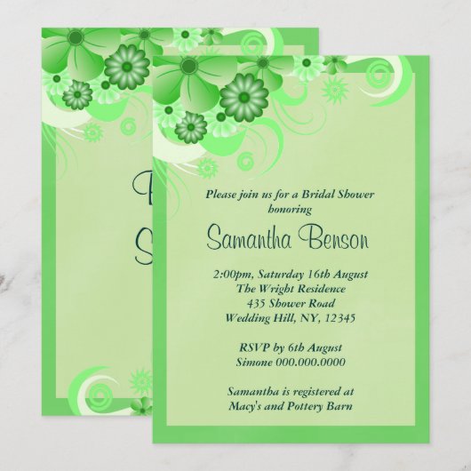 Licht groen bloemenbruiloft Vrijgezellenfeest nodi Kaart (Voorkant / Achterkant)