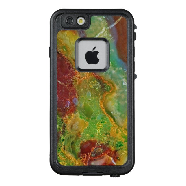 Licht Groen & Bruin Marmer LifeProof iPhone Hoesje (Achterkant)