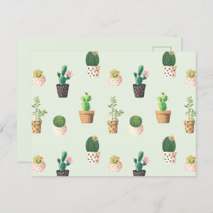 Licht groen Cute Cactus Cacti Pattern Briefkaart