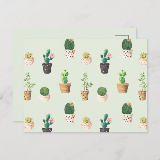 Licht groen Cute Cactus Cacti Pattern Briefkaart (Voorkant / Achterkant)
