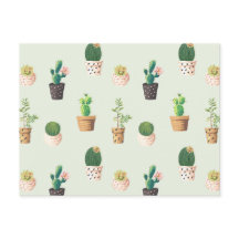 Licht groen Cute Cactus Cacti Pattern Briefkaart