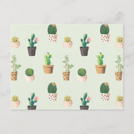 Licht groen Cute Cactus Cacti Pattern Briefkaart