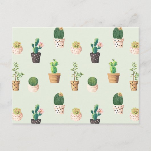 Licht groen Cute Cactus Cacti Pattern Briefkaart (Voorkant)