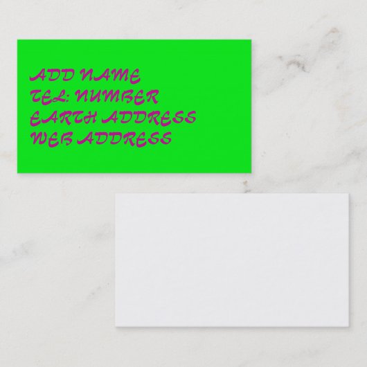 Licht groen effen visitekaartje (Voorkant / Achterkant)