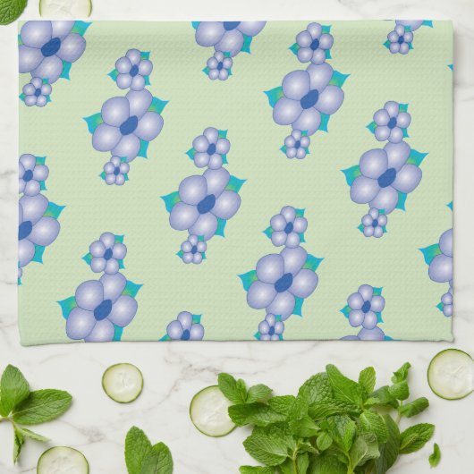 Licht groen en blauw theedoek (Gevouwen)