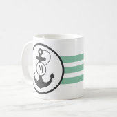 Licht groen en blauw zeeanker koffiemok (Voorkant links)