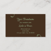 Licht Groen en Bruin Sierlijk Gekronkeld  Visitekaartje (Achterkant)