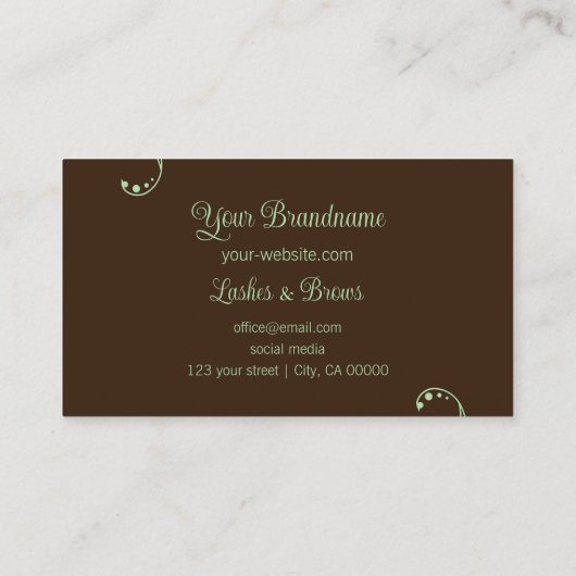 Licht Groen en Bruin Sierlijk Gekronkeld Visitekaartje (Achterkant)