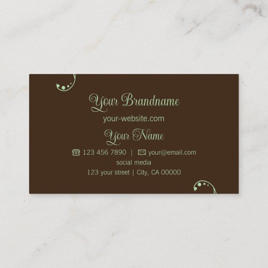 Licht Groen en Bruin Sierlijk met Logo Visitekaartje (Achterkant)