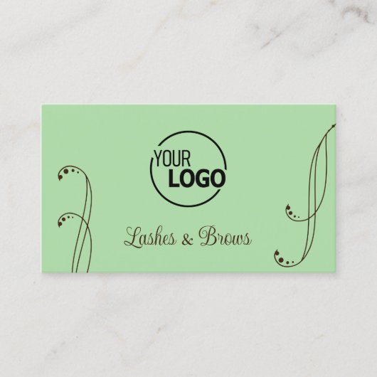 Licht Groen en Bruin Sierlijk met Logo  Visitekaartje (Voorkant)