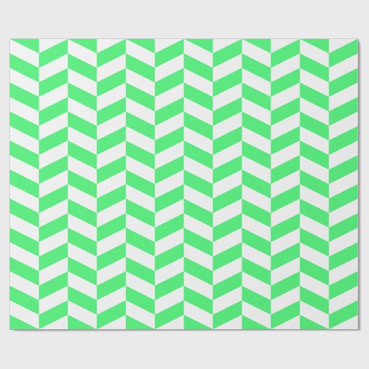 Licht groen en wit Extra Groot Herringbone Cadeaupapier (Vlak)