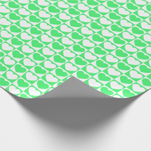Licht groen en wit, gecheckt met hart cadeaupapier (Hoek)