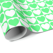 Licht groen en wit, gecheckt met hart cadeaupapier (Rol Hoek)