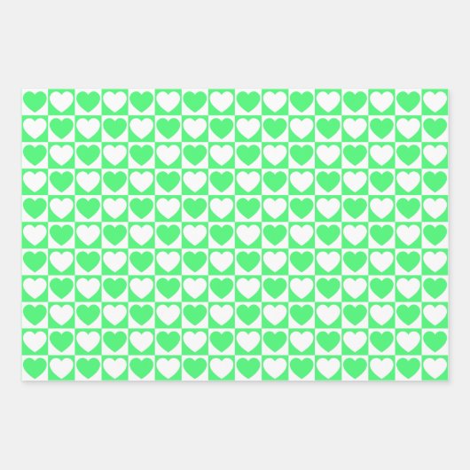 Licht groen en wit hart inpakpapier vel (Voorkant)