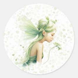 Licht Groen Fairy Alcohol Ink Meisje Verjaardagsfe Ronde Sticker