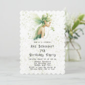 Licht Groen Fairy Meisje Verjaardagsfeestje Kaart (Staand voorkant)