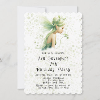 Licht Groen Fairy Meisje Verjaardagsfeestje Kaart