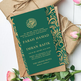 Licht Groen Goud Patroon Islamitische Moslim Bruil Kaart