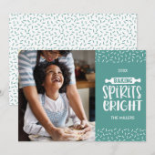 Licht Groen Kerstmis Bakgeesten Heldere Foto Feestdagenkaart (Voorkant / Achterkant)