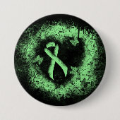 Licht groen lintgegraven hart ronde button 7,6 cm (Voorkant)