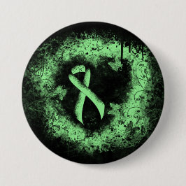 Licht groen lintgegraven hart ronde button 7,6 cm
