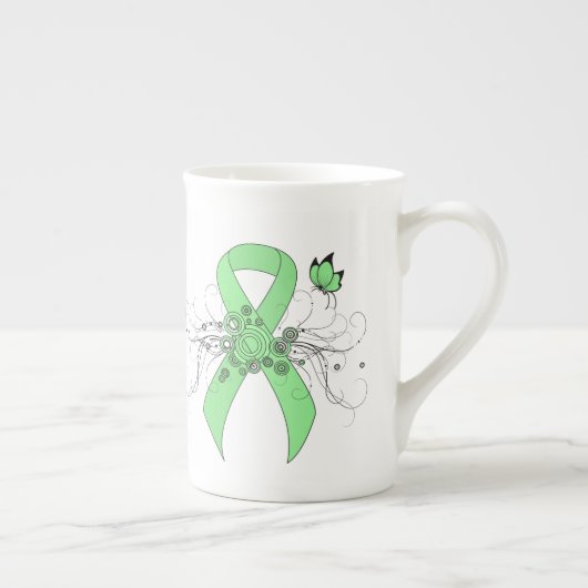 Licht groen lintje met vlinder porselein kop (Rechts)