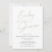 Licht Groen Minimalistisch Modern Baby shower van  Kaart (Voorkant)