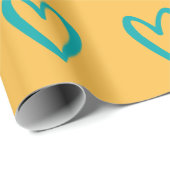 Licht groen op gele handgetekende harten cadeaupapier (Rol Hoek)