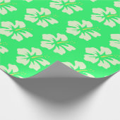 Licht groen op lentegroen hibiscus cadeaupapier (Hoek)