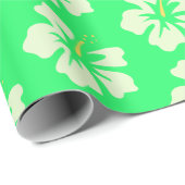 Licht groen op lentegroen hibiscus cadeaupapier (Rol Hoek)
