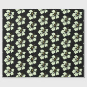 Licht groen op zwarte hibiscus cadeaupapier (Vlak)
