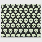 Licht groen op zwarte schedels cadeaupapier (Vlak)
