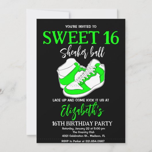 Licht Groen Sneaker Bash Verjaardagsfeest Kaart (Voorkant)