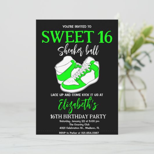 Licht Groen Sneaker Bash Verjaardagsfeest Kaart (Staand voorkant)