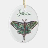 Licht groen Spaans Moon Moth Realistisch schildere Keramisch Ornament (Rechts)